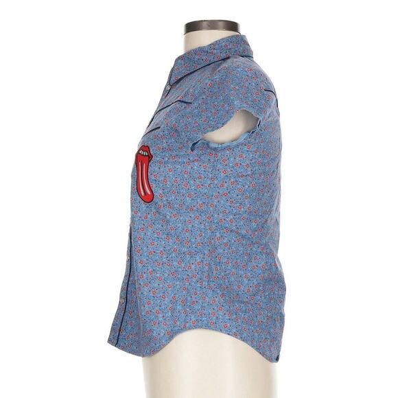 Vintage Ralph Lauren Women's Pearl Snap Short Sleeve Button Up Shirt M Patch - Picture 4 of 5